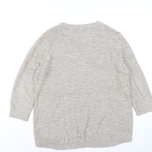 Wallis Women’s Beige Sequin Knit Pullover Jumper Size 12