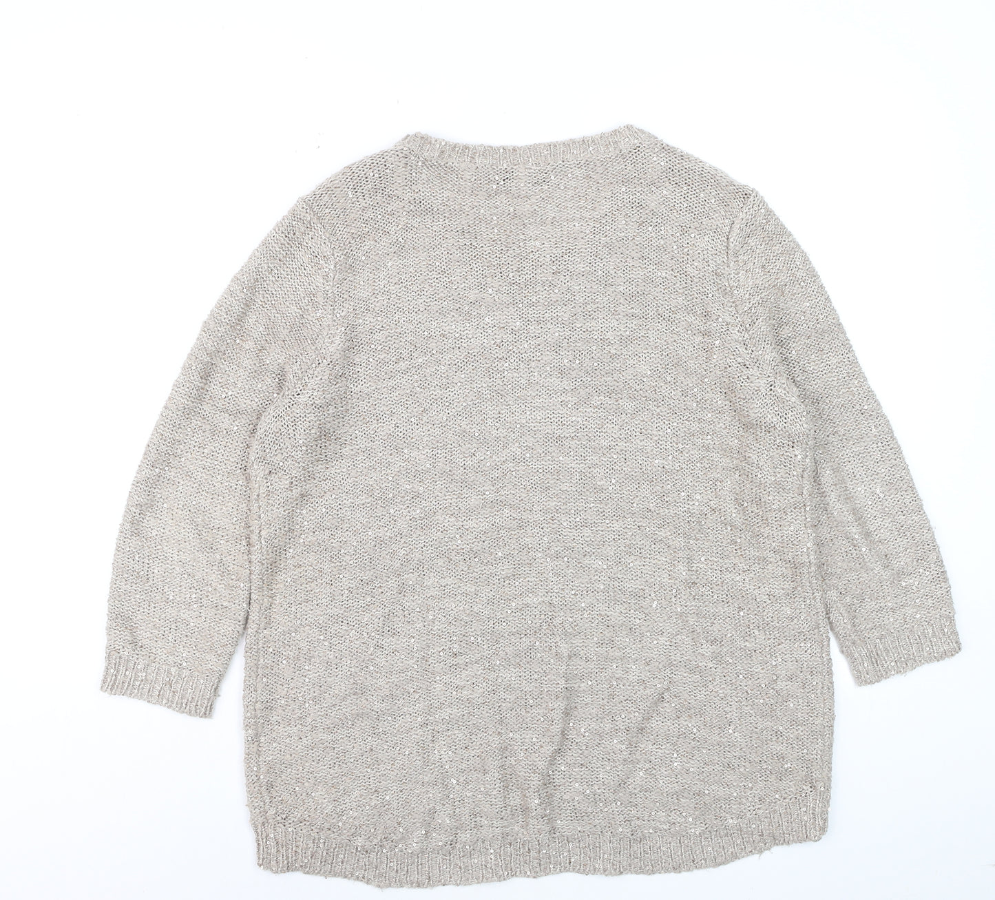 Wallis Women’s Beige Sequin Knit Pullover Jumper Size 12