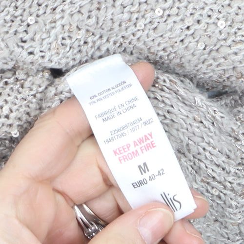 Wallis Women’s Beige Sequin Knit Pullover Jumper Size 12