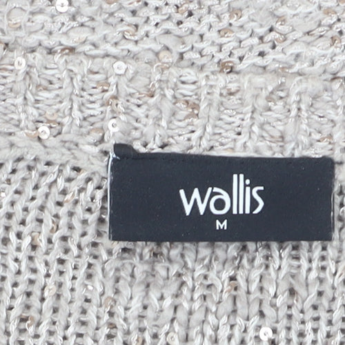 Wallis Women’s Beige Sequin Knit Pullover Jumper Size 12