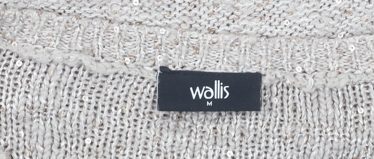 Wallis Women’s Beige Sequin Knit Pullover Jumper Size 12