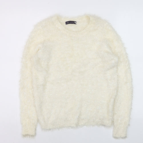 Marks and Spencer Women Ivory Fluffy Crew Neck Jumper UK 10