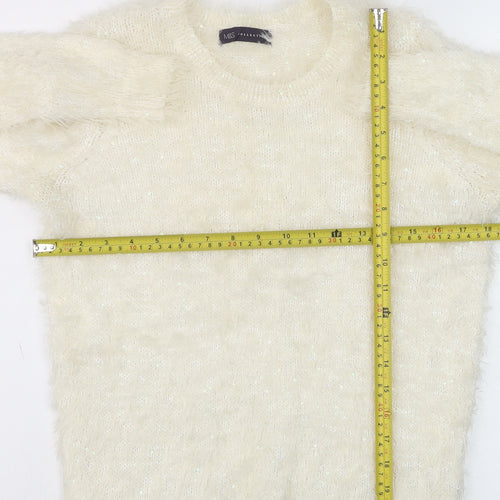 Marks and Spencer Women Ivory Fluffy Crew Neck Jumper UK 10