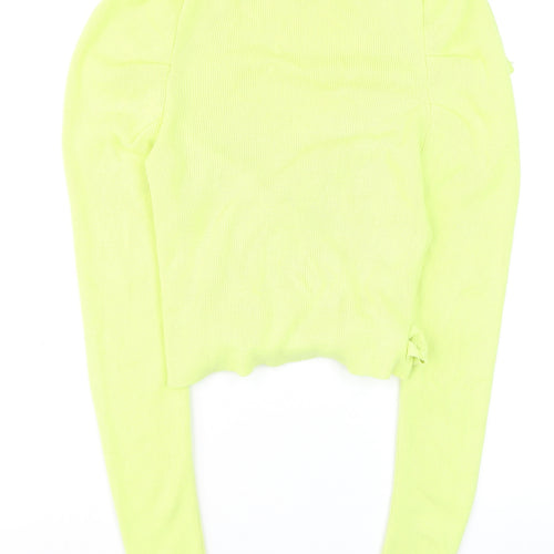 ASOS Women's Green Wrap V-Neck Slim Fit Puff Sleeve Jumper Size 6