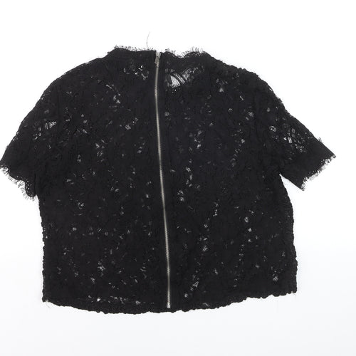 Zara Trafaluc Women's Black Lace Cropped Blouse Size M