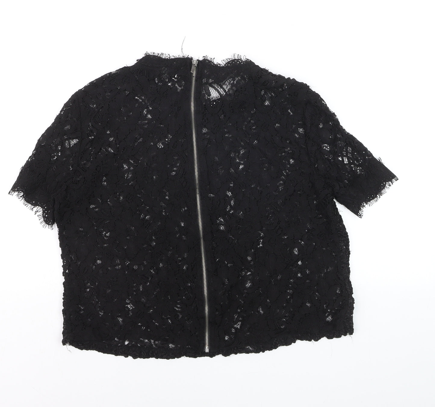 Zara Trafaluc Women's Black Lace Cropped Blouse Size M