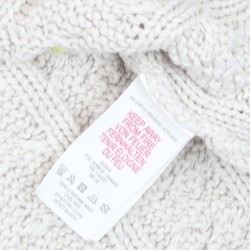 Mini Boden Girls Beige Cable Knit Cardigan 7-8 Years Button Embroidered Cotton