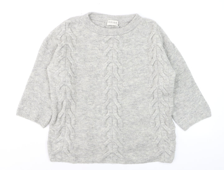Marks and Spencer Women Grey Cable-Knit Pullover Jumper Size 12