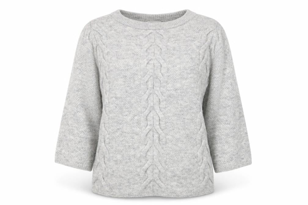 Front view of Marks & Spencer Women Grey Cable-Knit jumper, size 12
