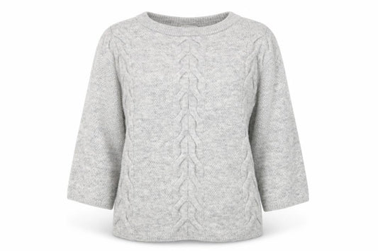 Front view of Marks & Spencer Women Grey Cable-Knit jumper, size 12