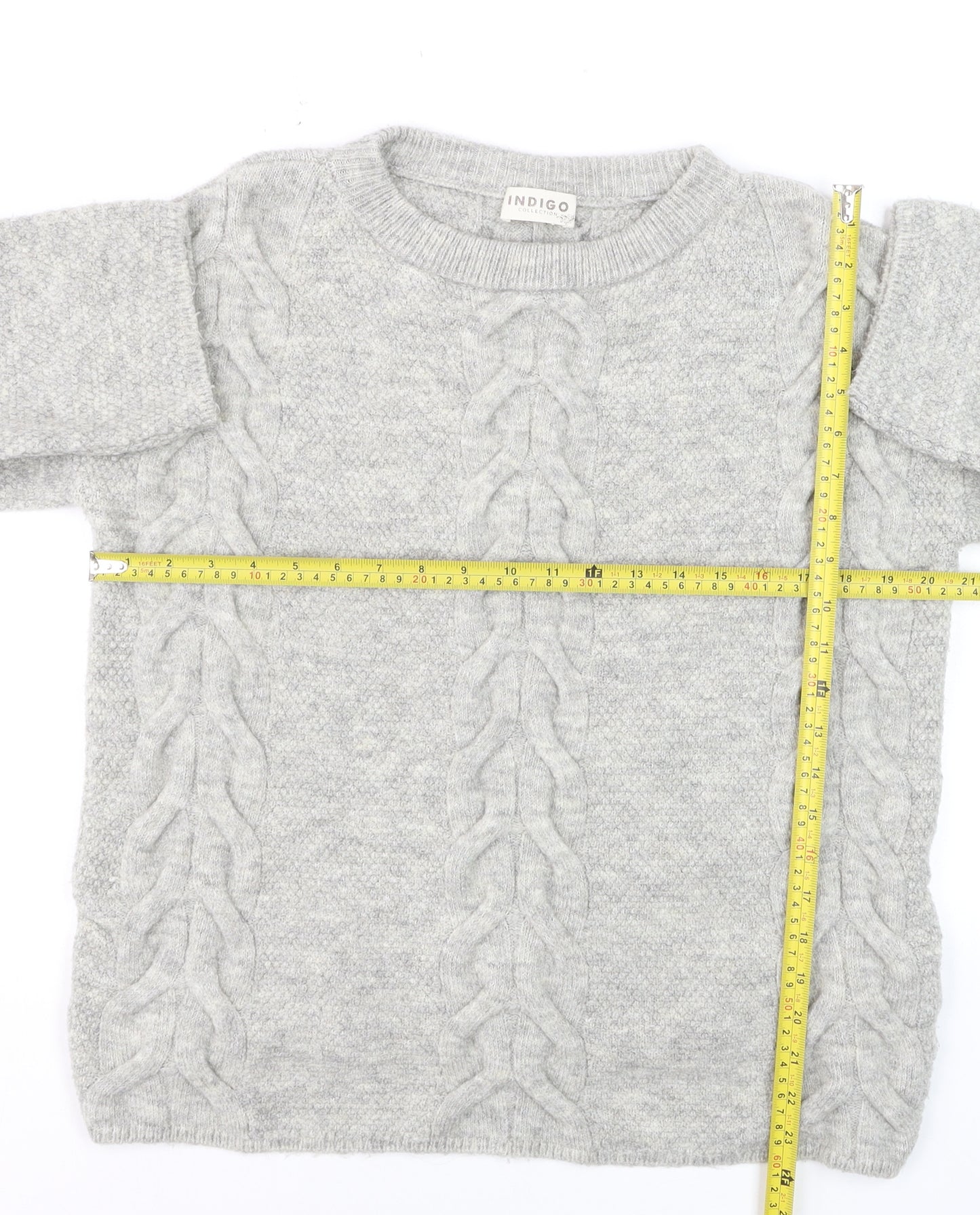 Marks and Spencer Women Grey Cable-Knit Pullover Jumper Size 12