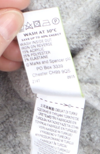 Marks and Spencer Women Grey Cable-Knit Pullover Jumper Size 12