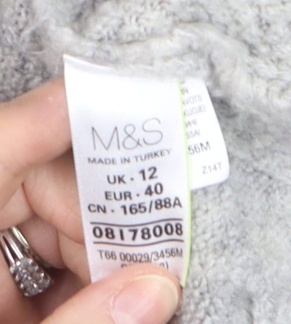 Marks and Spencer Women Grey Cable-Knit Pullover Jumper Size 12