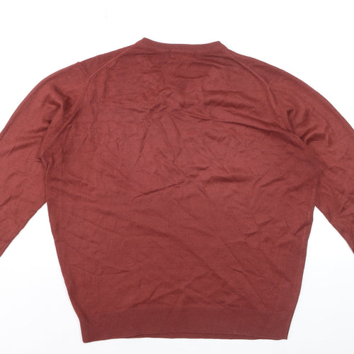 James Pringle Men's Brown V-Neck Cotton Jumper Size S