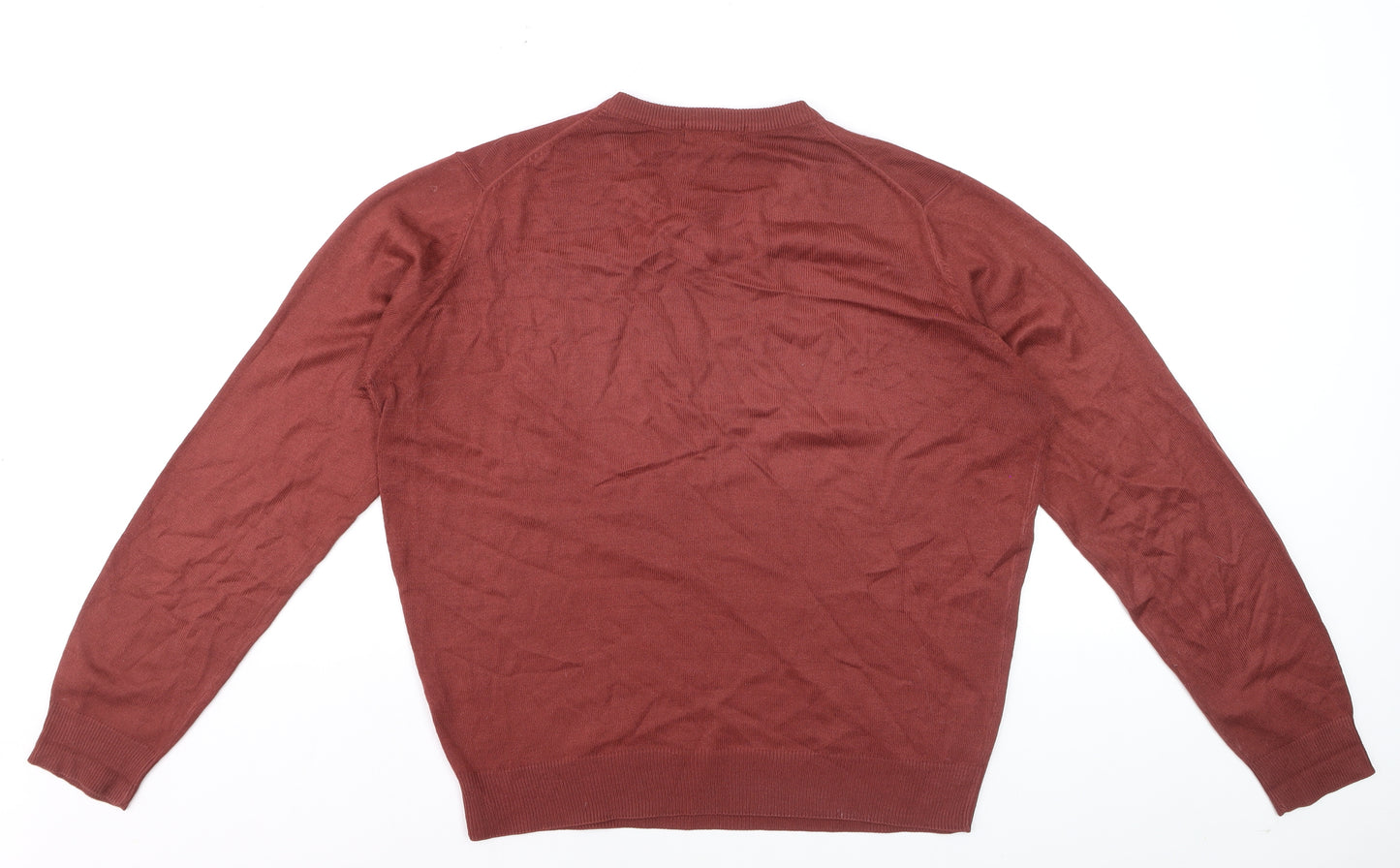 James Pringle Men's Brown V-Neck Cotton Jumper Size S