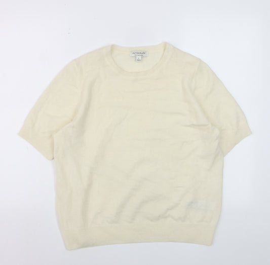Marks and Spencer Women’s Ivory Merino Wool Cashmere Short Sleeve Jumper L