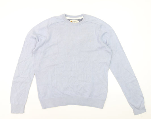 Farah Men's Light Blue Cotton Crew Neck Jumper S Modern Fit