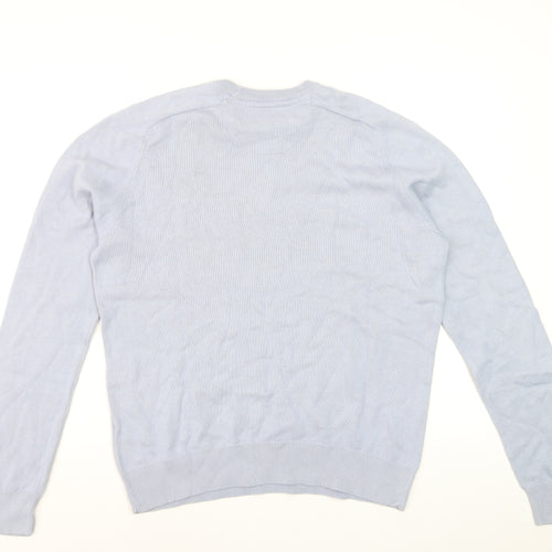 Farah Men's Light Blue Cotton Crew Neck Jumper S Modern Fit