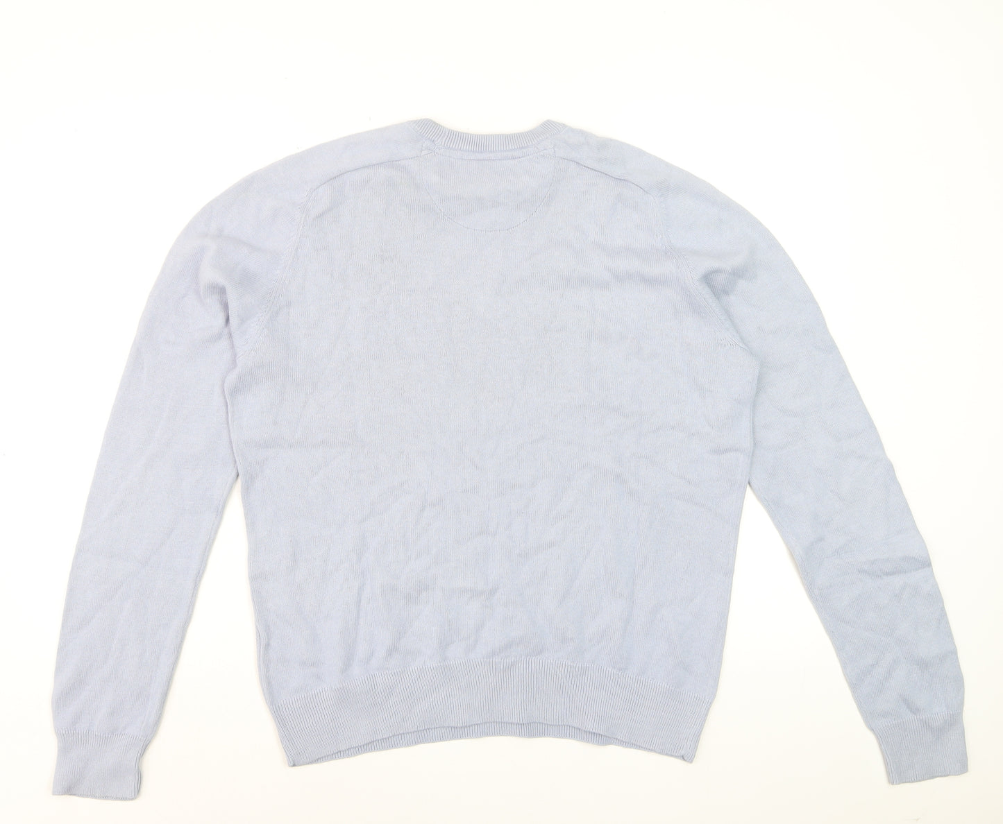Farah Men's Light Blue Cotton Crew Neck Jumper S Modern Fit