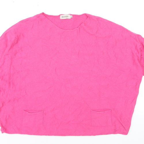 Bassini Women's Pink Cotton Blend Relaxed Pullover Jumper L