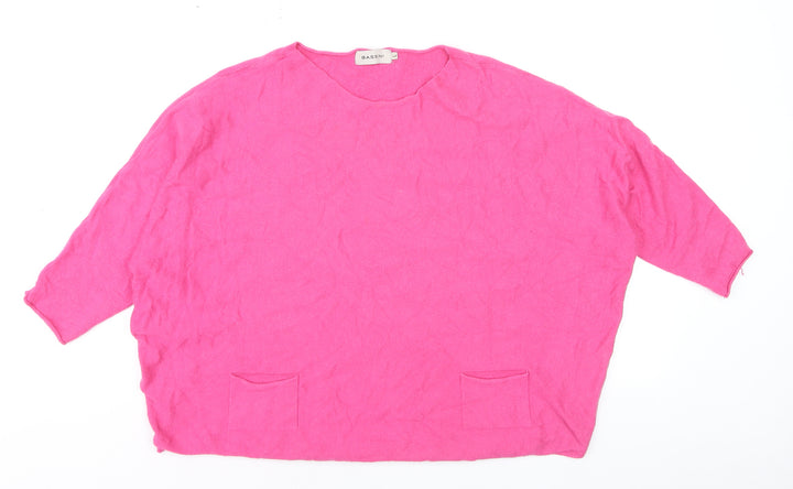 Bassini Women's Pink Cotton Blend Relaxed Pullover Jumper L