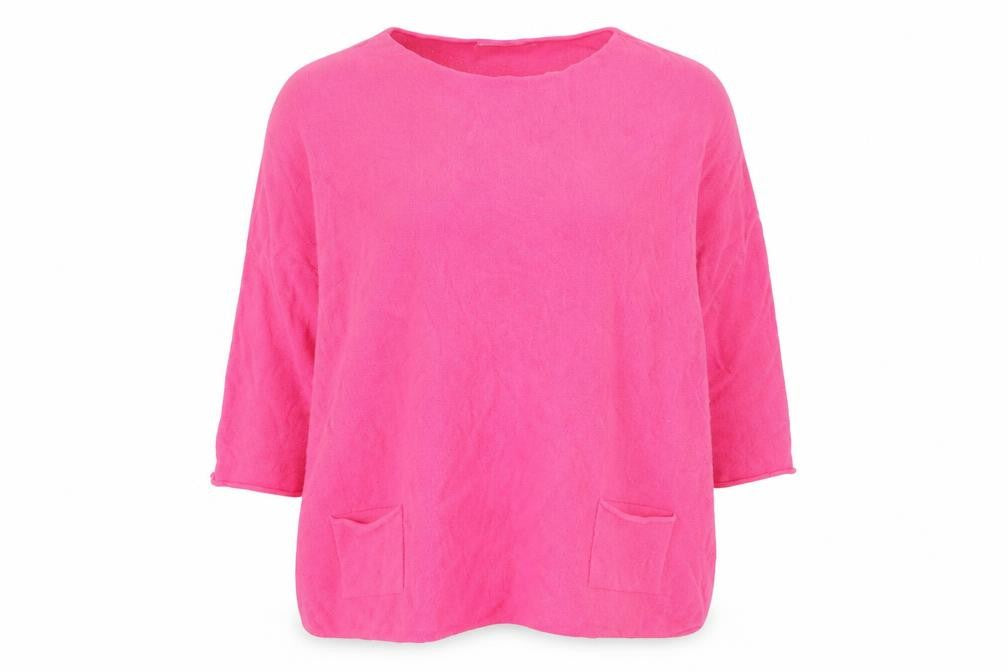 Front view of Bassini Women's Pink Cotton Blend Relaxed jumper L