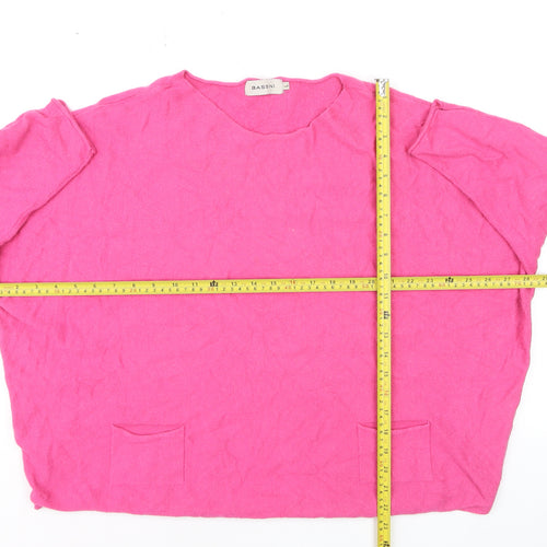 Bassini Women's Pink Cotton Blend Relaxed Pullover Jumper L