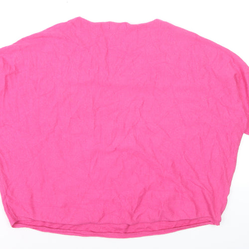 Bassini Women's Pink Cotton Blend Relaxed Pullover Jumper L