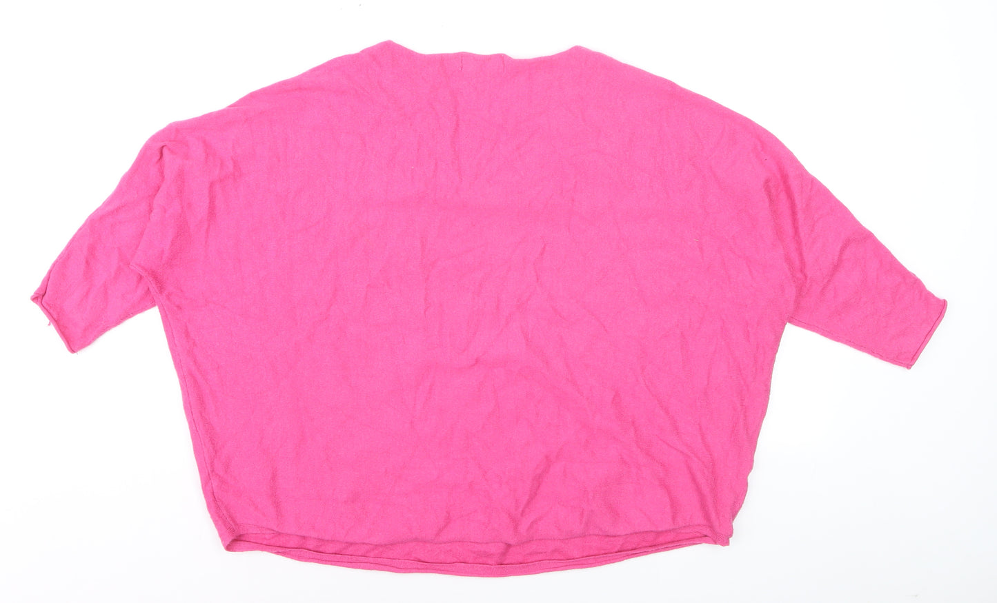 Bassini Women's Pink Cotton Blend Relaxed Pullover Jumper L