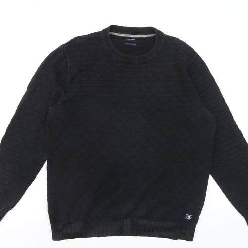 Jack & Jones Men’s Black Cotton Crew Neck Pullover Jumper L