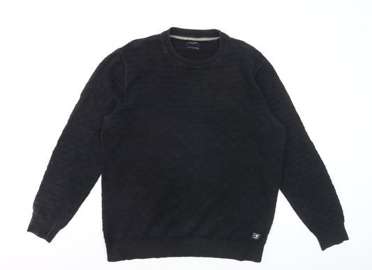 Jack & Jones Men’s Black Cotton Crew Neck Pullover Jumper L