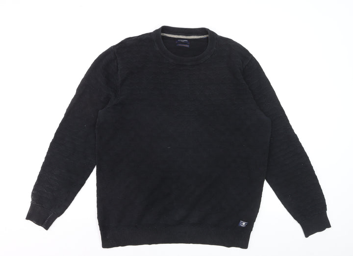 Jack & Jones Men’s Black Cotton Crew Neck Pullover Jumper L