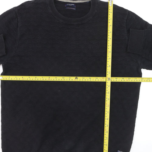 Jack & Jones Men’s Black Cotton Crew Neck Pullover Jumper L