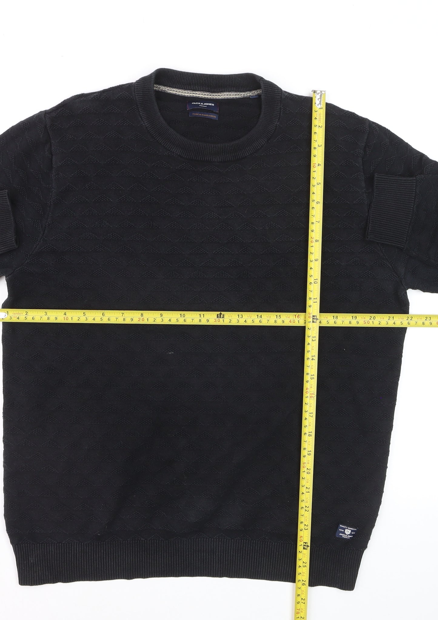 Jack & Jones Men’s Black Cotton Crew Neck Pullover Jumper L
