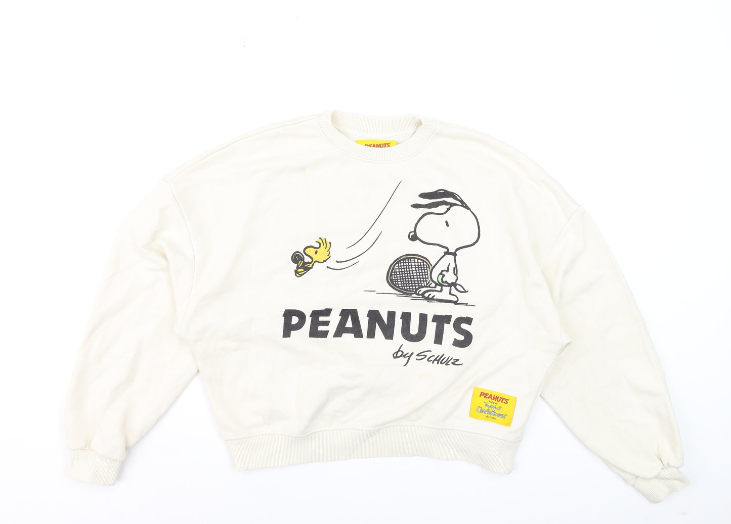 Pull&Bear Peanuts Snoopy Beige Women's Small Crew Neck Sweatshirt