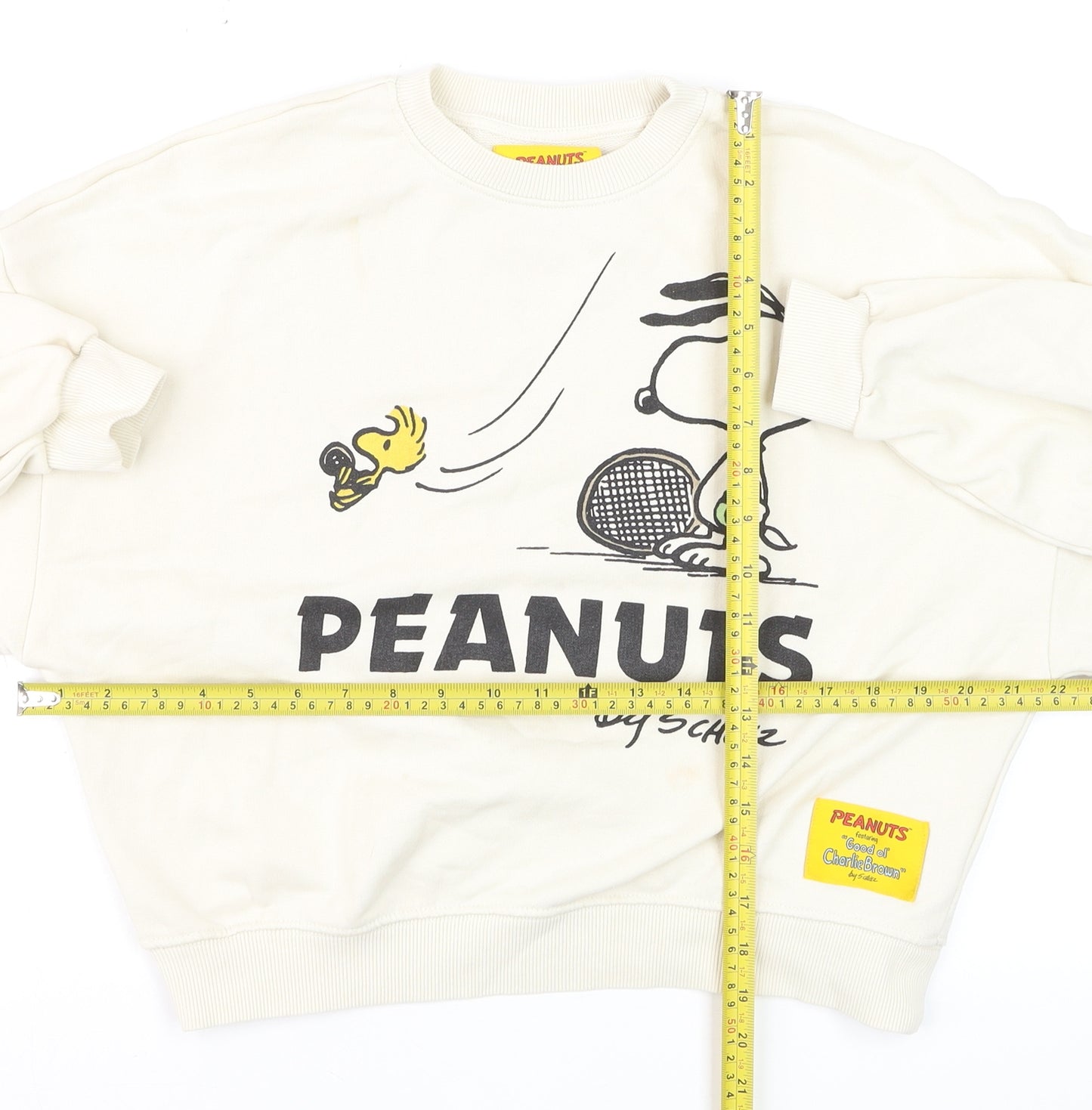 Pull&Bear Peanuts Snoopy Beige Women's Small Crew Neck Sweatshirt