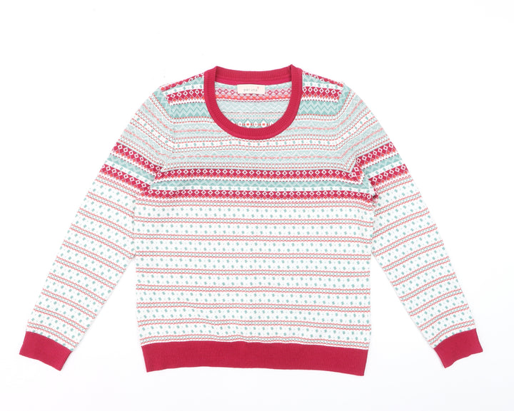 Marks and Spencer Women’s Multicoloured Fair Isle Crew Neck Jumper Size 14