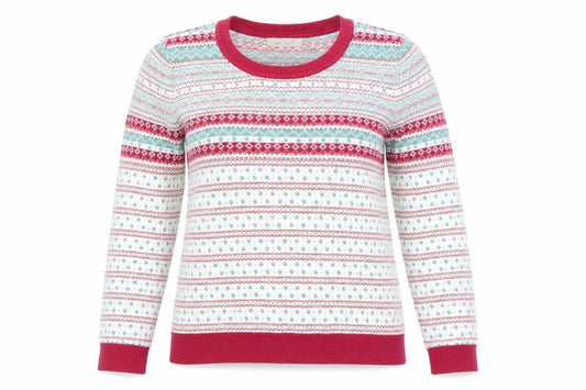 Front view of Marks & Spencer Women’s Multicoloured Fair Isle Crew Neck Jumper, size UK 14