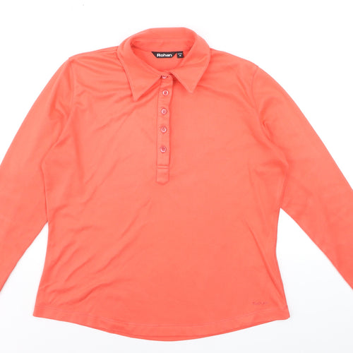 Rohan Womens Coral Long Sleeve Polo Shirt Size M Polyester