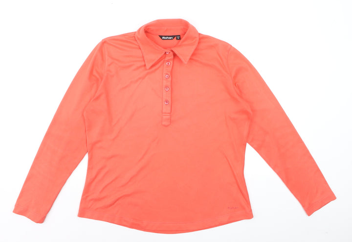 Rohan Womens Coral Long Sleeve Polo Shirt Size M Polyester
