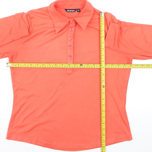 Rohan Womens Coral Long Sleeve Polo Shirt Size M Polyester