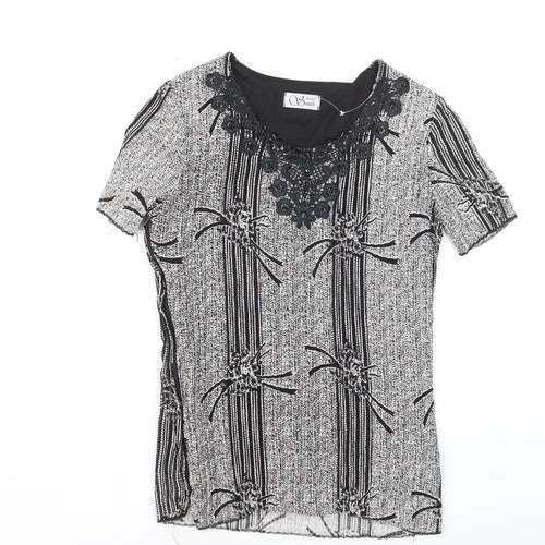 Anne Smith Womens Black Short Sleeve Knit Blouse Size 12