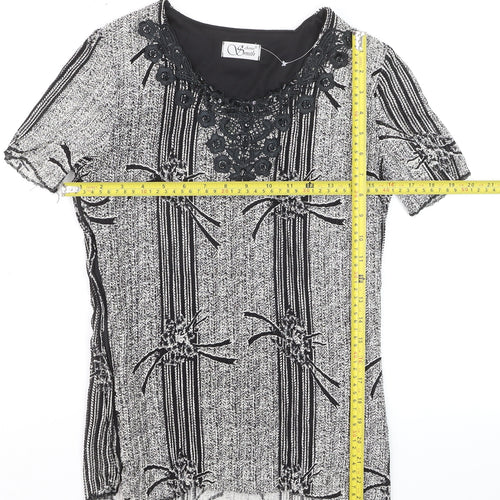 Anne Smith Womens Black Short Sleeve Knit Blouse Size 12