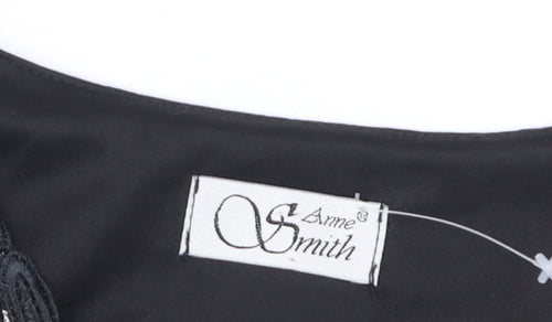 Anne Smith Womens Black Short Sleeve Knit Blouse Size 12