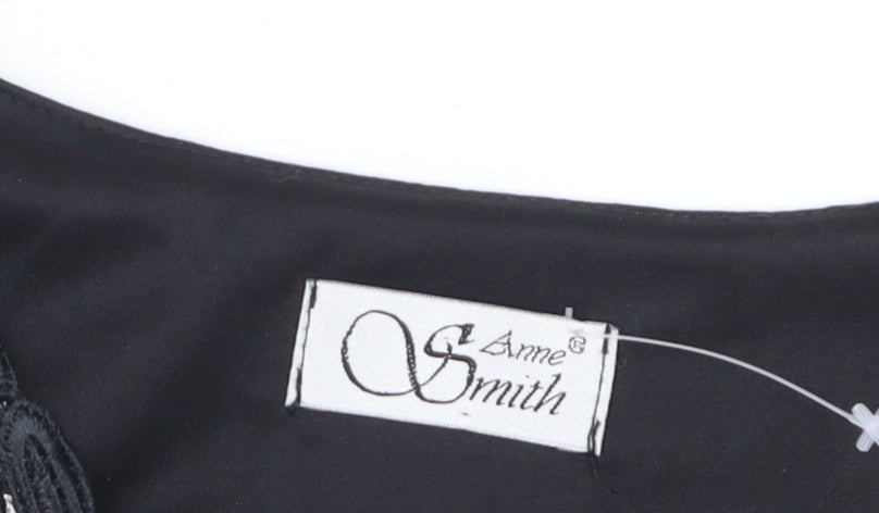 Anne Smith Womens Black Short Sleeve Knit Blouse Size 12