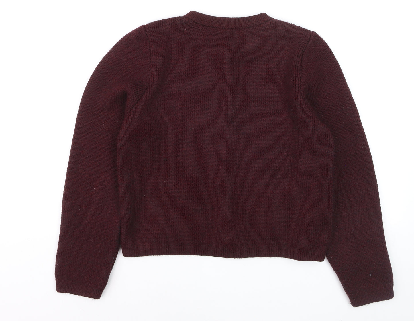 Zara Women Brown Crew Neck Long Sleeve Knit Cardigan Size 12