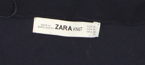 Zara Women Blue Knit Belted Long Sleeve Cardigan Size 12