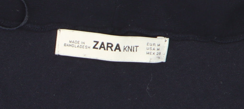 Zara Women Blue Knit Belted Long Sleeve Cardigan Size 12
