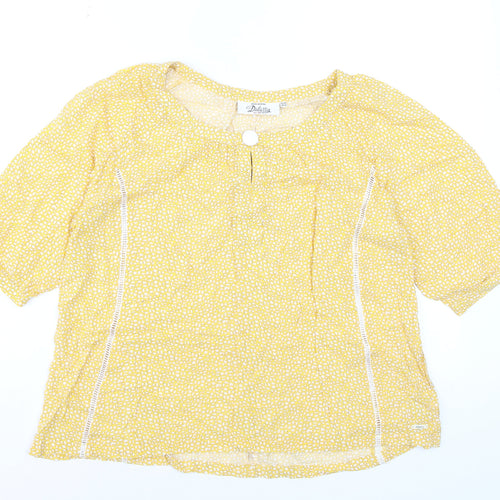 Dubarry Women’s Yellow Geometric Rayon Tunic Blouse UK 10