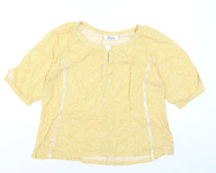 Dubarry Women’s Yellow Geometric Rayon Tunic Blouse UK 10